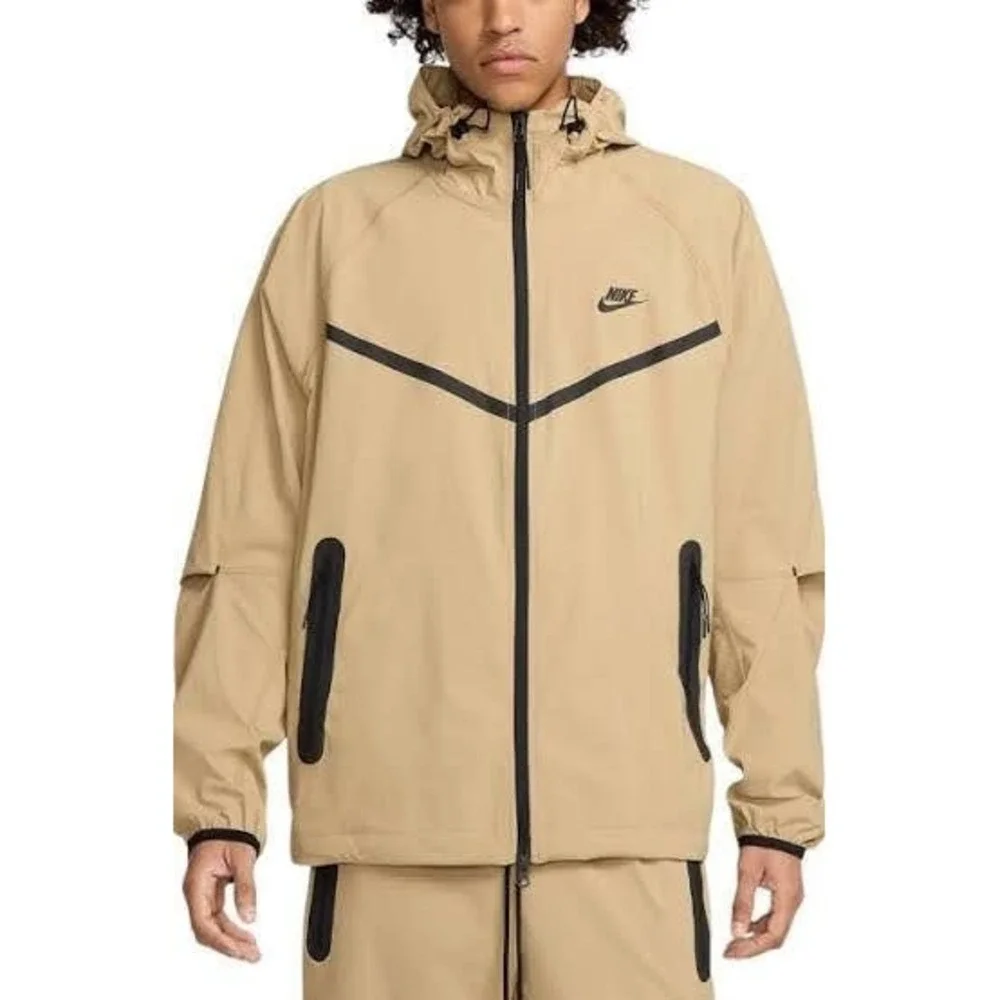Mens Size L Nike Tech Woven Windrunner Jacket Zip Up Parachute Beige HM7151-297